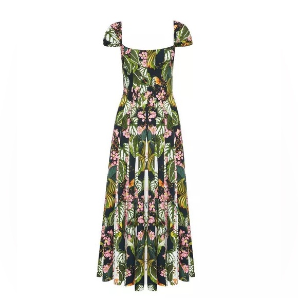 Oscar de la Renta Mixed Botanical Sleeveless Cady Inset Dress, 14 - Picture 5 of 15
